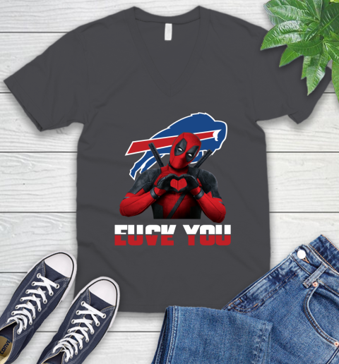 NHL Buffalo Bills Deadpool Love You Fuck You Football Sports V-Neck T-Shirt 4
