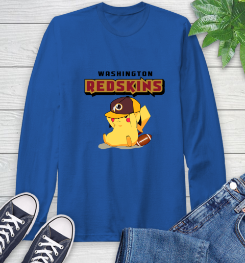 NFL Pikachu Football Washington Redskins Long Sleeve T-Shirt 9