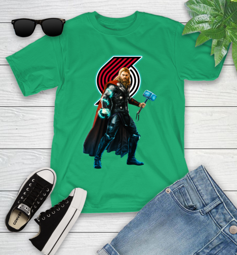 NBA Thor Avengers Endgame Basketball Portland Trail Blazers Youth T-Shirt 6