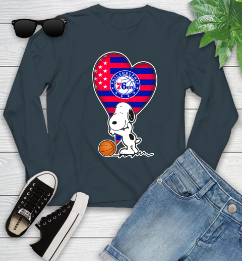 Philadelphia 76ers NBA Basketball The Peanuts Movie Adorable Snoopy Youth Long Sleeve 8