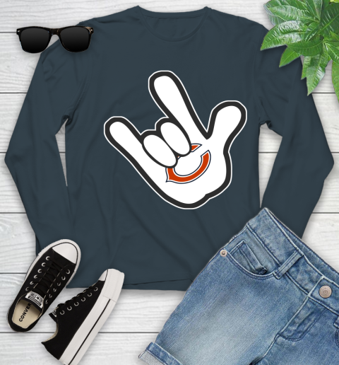 Chicago Bears NFL Football Mickey Rock Hand Disney Youth Long Sleeve 8