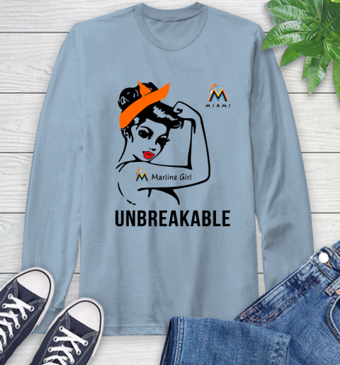 MLB Miami Marlins Girl Unbreakable Baseball Sports Long Sleeve T-Shirt 6