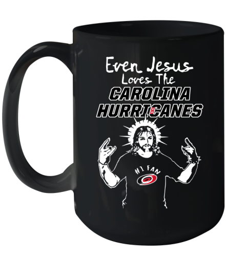 Carolina Hurricanes NHL Hockey Even Jesus Loves The Hurricanes Shirt Ceramic Mug 15oz