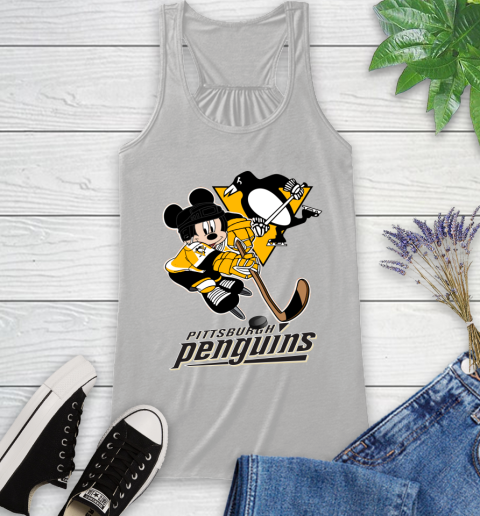 NHL Pittsburgh Penguins Mickey Mouse Disney Hockey T Shirt Racerback Tank