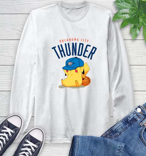 NBA Pikachu Basketball Sports Oklahoma City Thunder Long Sleeve T-Shirt