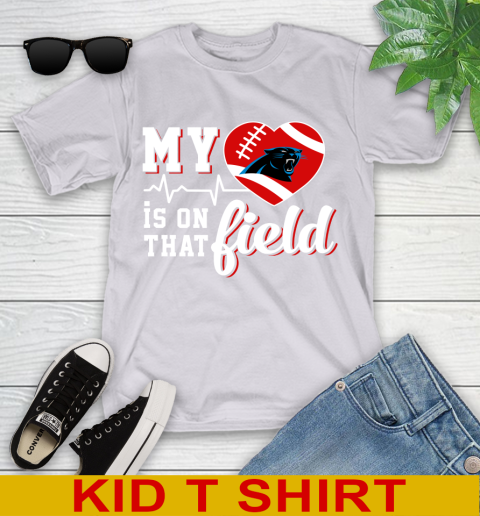 NFL My Heart Is On That Field Football Sports Carolina Panthers Youth T-Shirt 4
