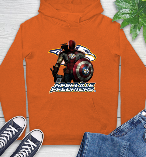 NHL Captain America Thor Spider Man Hawkeye Avengers Endgame Hockey Nashville Predators Hoodie 5