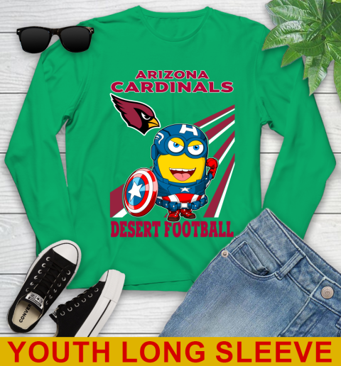 NFL Football Arizona Cardinals Captain America Marvel Avengers Minion Shirt Youth Long Sleeve 7