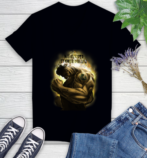 Minnesota Timberwolves NBA Basketball Hulk Marvel Avengers Sports Women's V-Neck T-Shirt