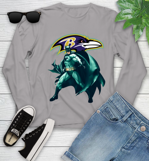 NFL Batman Football Sports Baltimore Ravens Youth Long Sleeve 5