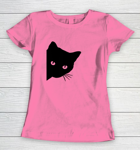 Black Cat Face Watching Funny Cat Halloween Gifts Cat Lovers T Shirt.QZSPTYUYC4 Women's T-Shirt 9