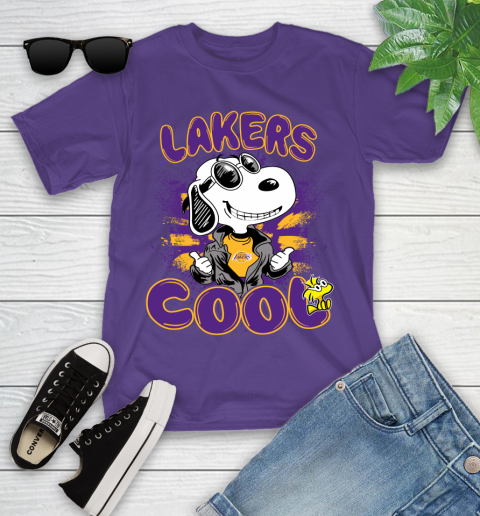 NBA Basketball Los Angeles Lakers Cool Snoopy Shirt Youth T-Shirt 3
