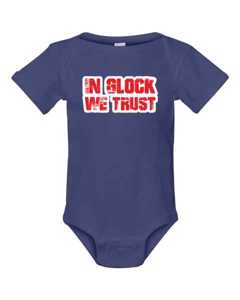 In Glock We Trust Shirts Black and Red Infant Bodysuit 05rm in glock we trust shirts black and red infant rib bodysuit 4400 105 front royal