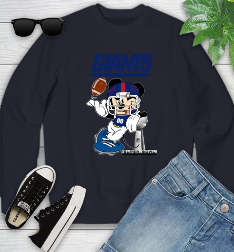 NFL newyork giants Mickey Mouse Disney Super Bowl Football T Shirt Youth Sweatshirt 3