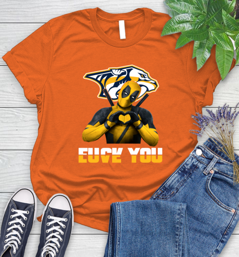 NHL Nashville Predators Deadpool Love You Fuck You Hockey Sports Women's T-Shirt 4 NHL Nashville Predators Deadpool Love You Fuck You Hockey Sports Women's T-Shirt - Image 4