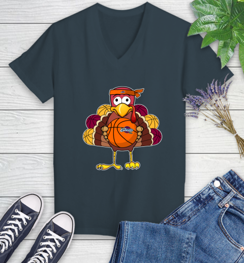 Cleveland Cavaliers Turkey thanksgiving day Women's V-Neck T-Shirt - Image 9