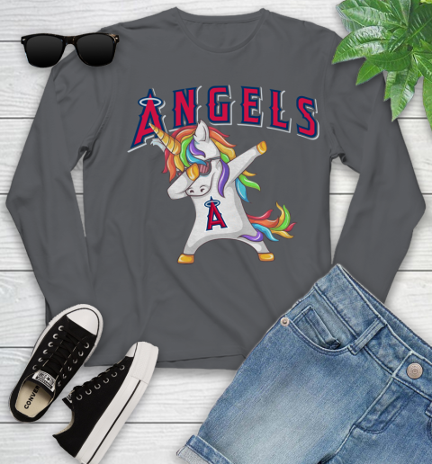 Los Angeles Angels MLB Baseball Funny Unicorn Dabbing Sports Youth Long Sleeve 8