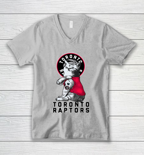 NBA Basketball My Cat Loves Toronto Raptors V-Neck T-Shirt 3