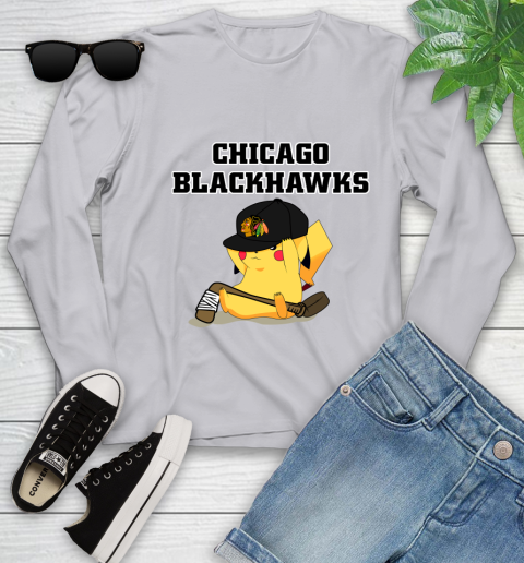 NHL Pikachu Hockey Sports Chicago Blackhawks Youth Long Sleeve 5