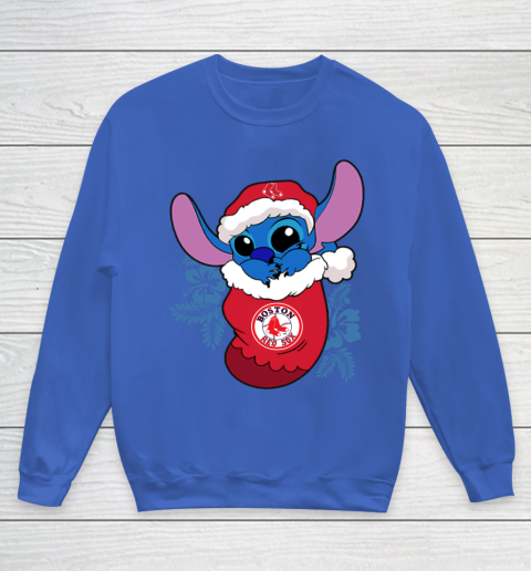 Boston Red Sox Christmas Stitch In The Sock Funny Disney MLB Youth Sweatshirt 8