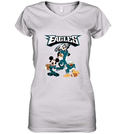 Mickey Donald Goofy The Three Philadelphia Eagles Football Shirts Women's V-Neck T-Shirt