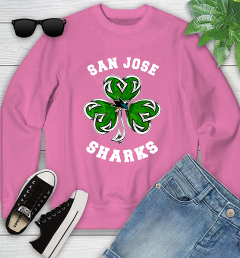 NHL San Jose Sharks Three Leaf Clover St Patrick's Day Hockey Sports Youth Sweatshirt 6