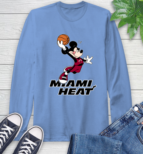 NBA Basketball Miami Heat Cheerful Mickey Mouse Shirt Long Sleeve T-Shirt 12