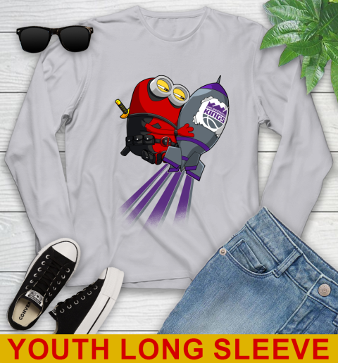 NBA Basketball Sacramento Kings Deadpool Minion Marvel Shirt Youth Long Sleeve 5
