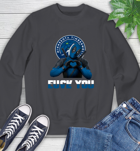 NBA Minnesota Timberwolves Deadpool Love You Fuck You Basketball Sports Sweatshirt 6
