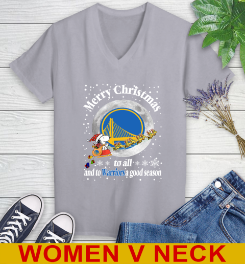 Golden State Warriors Merry Christmas To All And To Warriors A Good Season NBA Basketball Sports Women's V-Neck T-Shirt 4