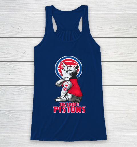 NBA Basketball My Cat Loves Detroit Pistons Racerback Tank 6