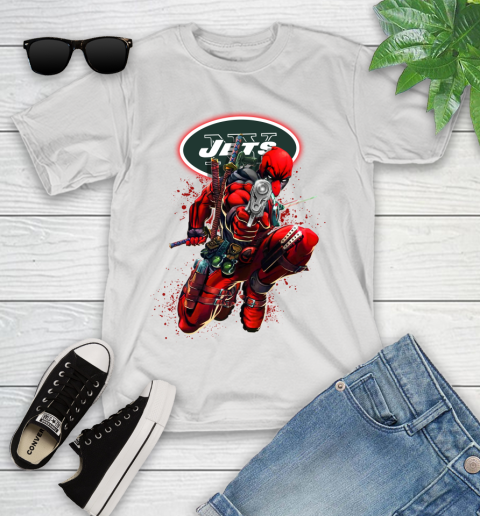 NFL Deadpool Marvel Comics Sports Football New York Jets Youth T-Shirt