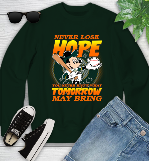 Oakland Athletics MLB Baseball Mickey Disney Never Lose Hope Youth Sweatshirt - Image 10