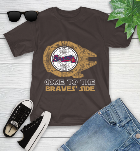 MLB Come To The Atlanta Braves Side Star Wars Baseball Sports Youth T-Shirt 7
