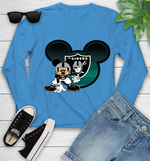 NFL Oakland Raiders Mickey Mouse Disney Football T Shirt Youth Long Sleeve 7