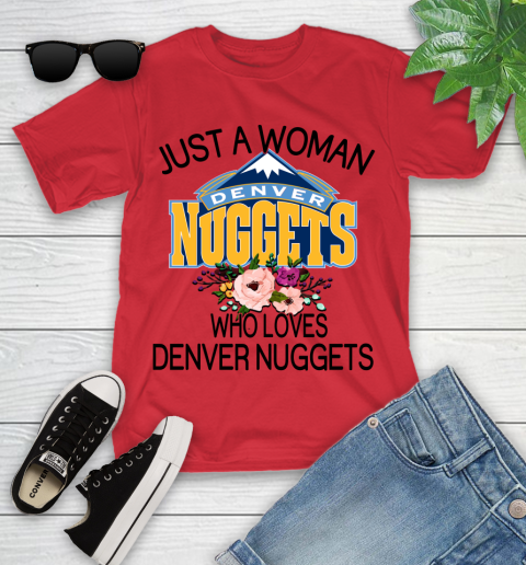 NBA Just A Woman Who Loves Denver Nuggets Basketball Sports Youth T-Shirt 8