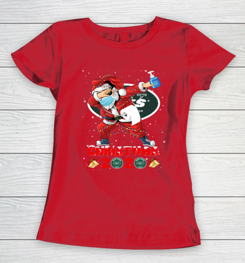 New York Jets Funny Santa Claus Dabbing Christmas 2020 NFL Women's T-Shirt 9