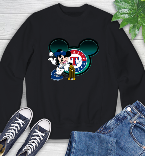 MLB Texas Rangers The Commissioner's Trophy Mickey Mouse Disney Sweatshirt 2