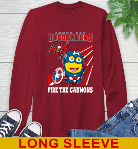NFL Football Tampa Bay Buccaneers Captain America Marvel Avengers Minion Shirt Long Sleeve T-Shirt 9
