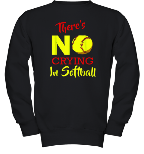 qktz there39 s no crying in softball baseball coach player lover youth sweatshirt 47 front black