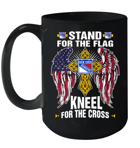 NHL Hockey New York Rangers Stand For Flag Kneel For The Cross Shirt Ceramic Mug 15oz