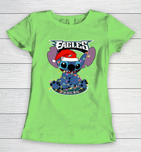 Philadelphia Eagles NFL Football noel stitch Christmas Women's T-Shirt 5