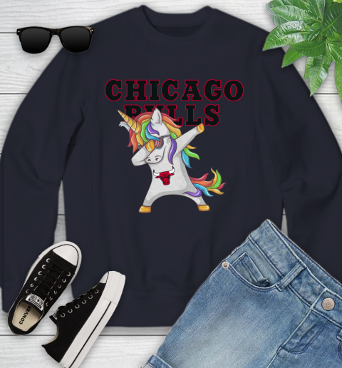 Chicago Bulls NBA Basketball Funny Unicorn Dabbing Sports Youth Sweatshirt 3