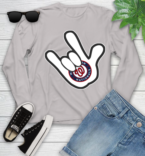 Washington Nationals MLB Baseball Mickey Rock Hand Disney Youth Long Sleeve 12