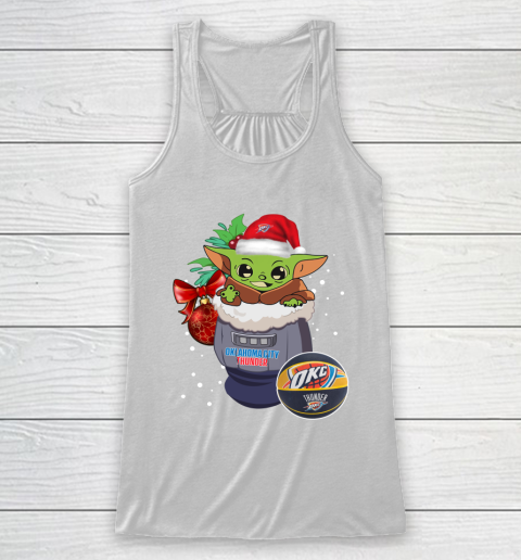 Oklahoma City Thunder Christmas Baby Yoda Star Wars Funny Happy NBA Racerback Tank 2