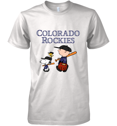 Colorado Rockies Let's Play Baseball Together Snoopy MLB Premium Men's T-Shirt