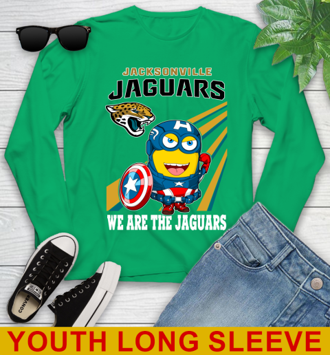 NFL Football Jacksonville Jaguars Captain America Marvel Avengers Minion Shirt Youth Long Sleeve 7