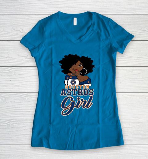 Houston Astross Girl MLB Women's V-Neck T-Shirt 7