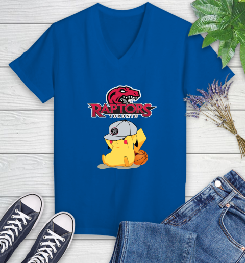 NBA Pikachu Basketball Sports Toronto Raptors Women's V-Neck T-Shirt 10