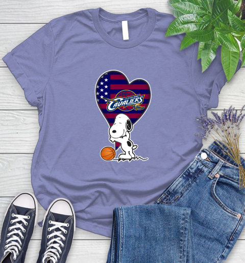 Cleveland Cavaliers NBA Basketball The Peanuts Movie Adorable Snoopy Women's T-Shirt 11